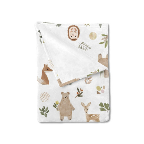 HawSkgFub Toddler Boy Girl Woodland Animals Throw Blanket, Nursery Bear Deer Fox Owl Hedgehog Lightweight Flannel Fleece Bed Swaddling Blankets, Watercolor Plant Newborn Baby Shower Crib Bedding 40x50