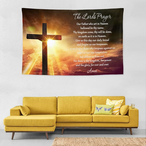 TMATUTA Lord's Prayer Wall Art Tapestry Inspiring Quote Wall Hanging Decoration | Our Father, who Art in Heaven, Hallowed be Thy Name. Thy Kingdom Come | Christian Family Home Decor Saying TMATUTA Lord's Prayer Wall Art Tapestry Inspiring Quote Wall Hanging Decoration | Our Father, who Art in Heaven, Hallowed be Thy Name. Thy Kingdom Come | Christian Family Home Decor Saying