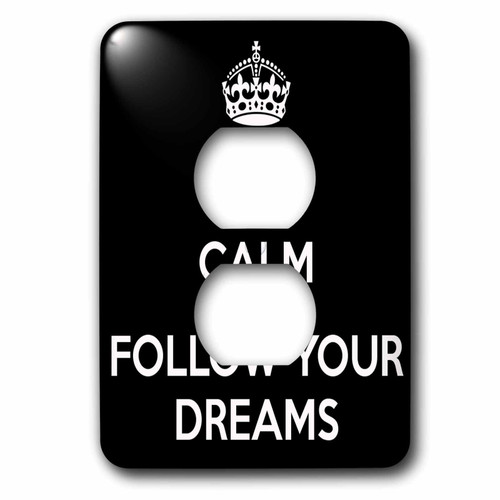 3dRose LSP_173392_6 Keep Calm and Follow Your Dreams. Black and White. 2 Plug Outlet Cover