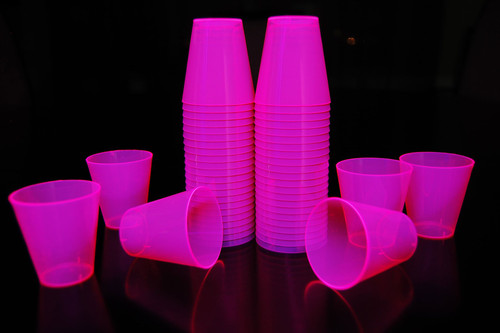 DirectGlow 2oz Neon UV Blacklight Reactive Glow Party Shot Glasses (50-Count, Pink)
