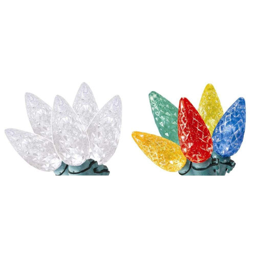 Home Accent Holiday C6 100-Light LED Faceted Color Changing Warm White to Multi-Color Lights