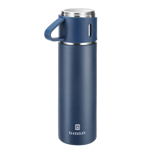 Stainless Steel Thermo 500ml/16.9oz Vacuum Insulated Bottle with Cup for Coffee Hot drink and Cold drink water flask.(Blue,Single)