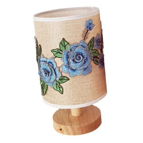 Angoily Fabric Flower Table Lamp Decorative Table Lamp Bedroom Light Breastfeeding Night Light Wood Nightstand Lamp Bedside Table Lamp Bedside Lamp Nightstand Light USB Desk Lamp Lighting