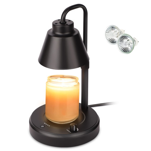 Candle Warmer Lamp with Timer, Candle Warmer Lamp Adjustable Height Dimmable Top Wax Warmer Lamp for Jar Candles Candle Melting Warming Lamp Home Decor Candle Warmer Light with 2 Bulbs