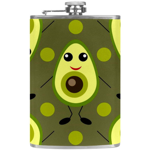 Avocado Pattern Flasks for Liquor for Men, Stainless Steel Hip Flask with Funnel, Whiskey Flask 8 oz