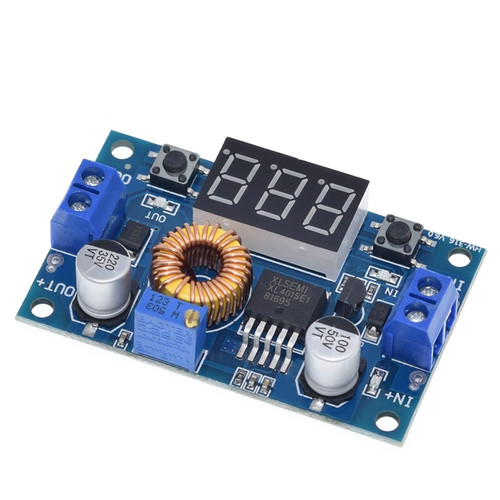 HIIGH XL4015 High Power 5A 75W DC-DC Adjustable Step-Down Charger Module Step Down Buck Converter LED Driver with Red Voltmeter 1Pcs