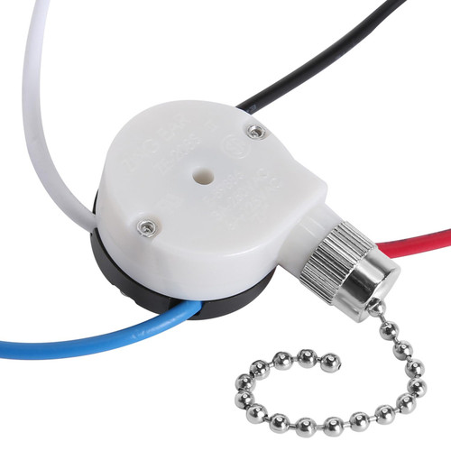 Ceiling Fan Switch zing Ear ZE-208S e89885 Pull Chain Switch 3 Speed 4 Wire Switch Fan Light Replacement Part with 4 Pre-Installed Wires -Nickel Chain