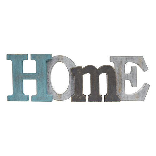 Linfevisi Wooden Home Sign Aqua Hanging Block Letters Sign Rustic Freestanding Wood Word Decor Decorative Home Table Sign Cutout Word Art Wall Decor (Home)