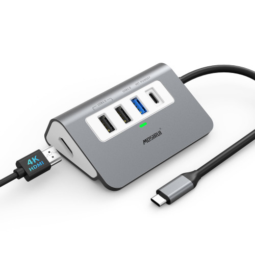 USB C Hub with 4K HDMI, 5-in-1 USB C to HDMI Hub Multiport Adapter with 4K@30HZ HDMI, USB 3.0, USB2.0, 100W PD, USB C Dongle Type C USB Hub Docking Station for Laptop/Desktop/PC/MacBook/Dell/HP/Lenovo