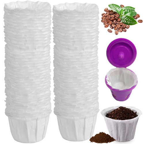 Txkrhwa 100Pcs Paper Coffee Filters for Coffee Maker Unbleached Coffee Filter Papers Eco-Friendly Coffee Paper Filters Durable Paper Filter Cups for Reusable Single Coffee Pods