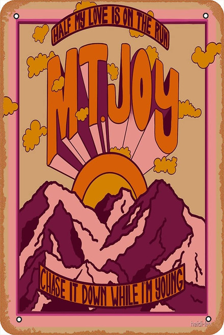 Yzixulet Mt. Joy Print Poster Retro Metal Tin Vintage Sign 12 X 8 Inch Home Bar Man Cave Wall Decor