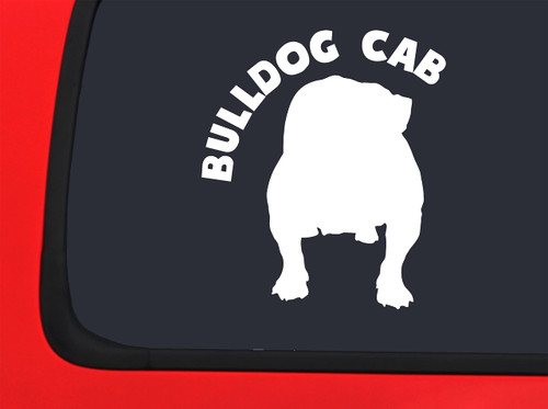Car Sticker Bulldog Cab Funny Driving Love Car Window Decal Sticker White 7 Inch