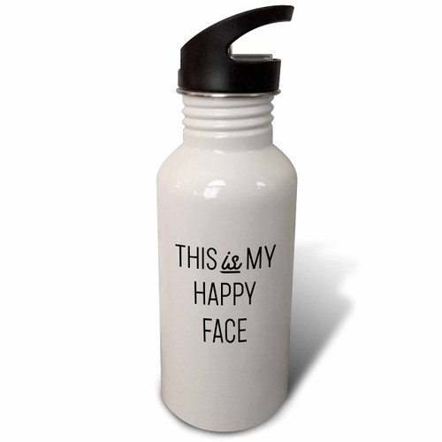 3dRose Tory Anne Collections Quotes - This Is My Happy Face - Water Bottles (wb_336188_2)