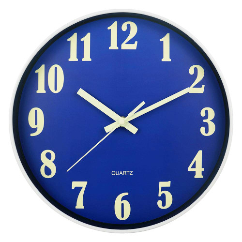 JoFomp Modern Night Light Wall Clock, 12" Silent Non-Ticking Quartz Wall Clocks, Large Luminous Function Numbers and Hands, Battery Operated Wall Clock for Office, Kitchen, Living Room?Blue? JoFomp Modern Night Light Wall Clock, 12" Silent Non-Ticking Quartz Wall Clocks, Large Luminous Function Numbers and Hands, Battery Operated Wall Clock for Office, Kitchen, Living Room?Blue?