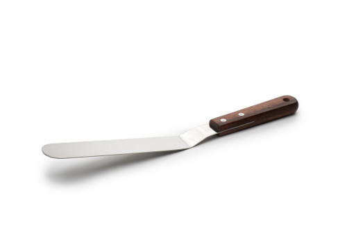 Fox Run Offset Icing Spatula, 8-Inch Stainless Steel Blade, Wood Handle, Metallic