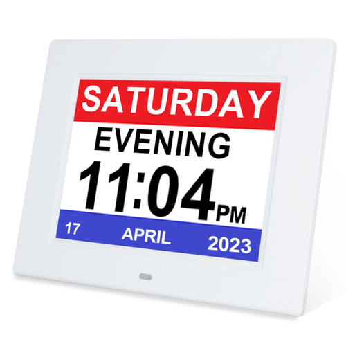 Johnziny 8 Inch Digital Calendar Day Date Clock-12 Alarm Options with Auto-Dimming,Digital Clock Large Display with Date and Day of The Week for Seniors,Dementia,Impaired Vision