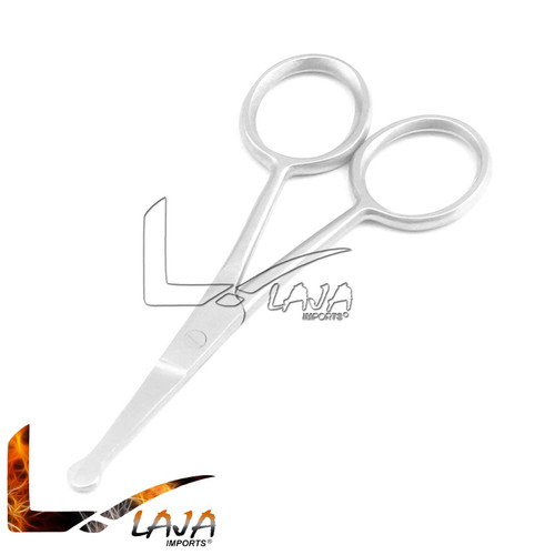 LAJA Imports Premium Manicure Rounded Tip Scissors Multi-Purpose Stainless Steel Cuticle Pedicure Beauty Grooming Kit for Nail, Eyebrow, Eyelash, Dry Skin, Nose Hair 3.5 inch