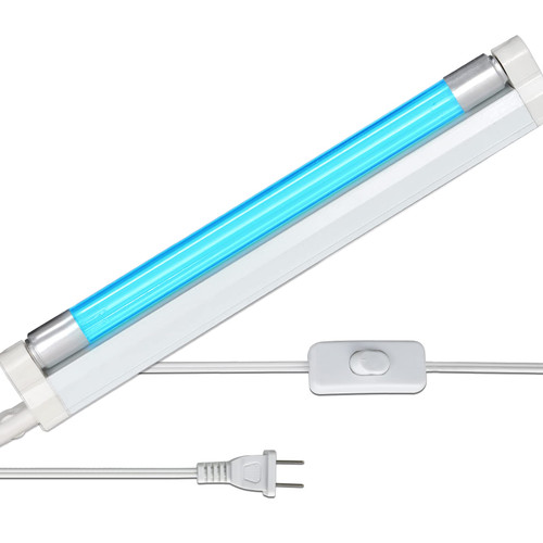 COOSPIDER UV Lamp Ozone Free, UVC Light Bulb Sanitizer, 253.7nm wavelength for Closet/Cabinet/Bathroom, 6W 110V Lamp with on/Off Switch Cord and Plug, CTUV-6