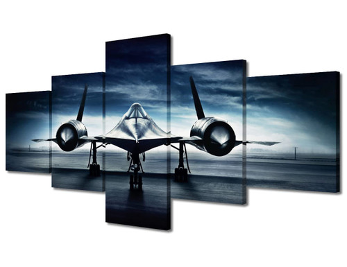 Airplane Decor Airplane Posters Black Airplane Canvas Wall Art SR-71 Blackbird Strategic Reconnaissance Aircraft Picture Artwork Aviation Gifts for Home Bedroom Office Framed Ready to Hang (50"x24")