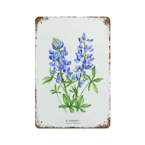 VIOFLOW Vintage Metal Tin Sign Bluebonnet Print Home Decor Funny Novelty Kitchen Bar Club Garage Garden Farm Wall Art Tin Signs 8X12 Inches