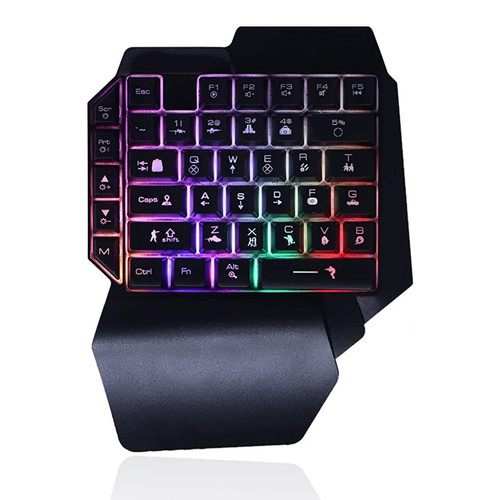 Archuu Wireless One-Handed Mechanical Keyboard,35 Keys RGB Gaming Keypad,Colorful Backlit USB Wired Gaming Keyboard,Single Hand RGB Mechanical Gaming Keyboard,Multicolor