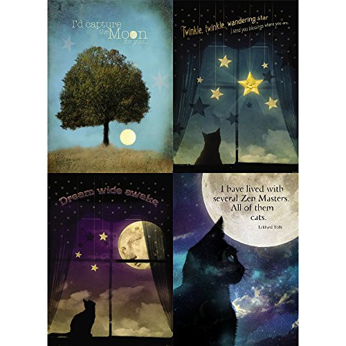 Tree-Free Greetings Moon and Stars Friendship Card Assortment, 5 x 7 Inches, 8 Cards and Envelopes per Set (GA31497)