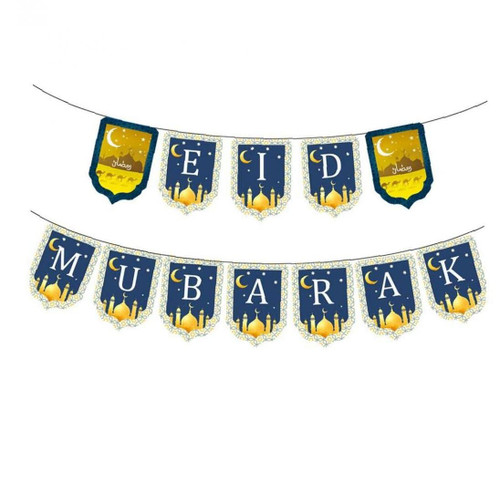 Eid Mubarak Bunting Banner Blue Muslim Islamic Decorations with Star and Moon Garlands for Ramadan Kareem Party Supplies Eid Mubarak Bunting Banner Blue Muslim Islamic Decorations with Star and Moon Garlands for Ramadan Kareem Party Supplies