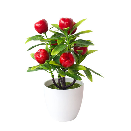EESLL Artificial Fruit Potted Plant, Simulation Plastic Apple Tree Artificial Fruit Potted Fake Fruit Tree Plant Bonsai Imitation Plants for Party Home Living Room Tabletop Decoration