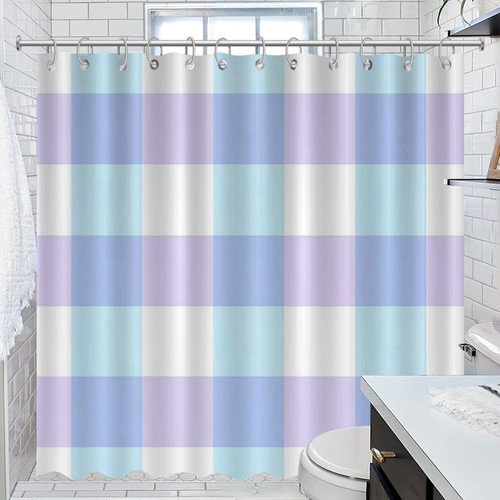 COVOME Country Buffalo Check Plaid Shower Curtains Polyester Fabric Shower Curtain Set with Hooks for Hotels Bathtubs Bathroom Shower Curtain Machine Washable 72x72 Inch