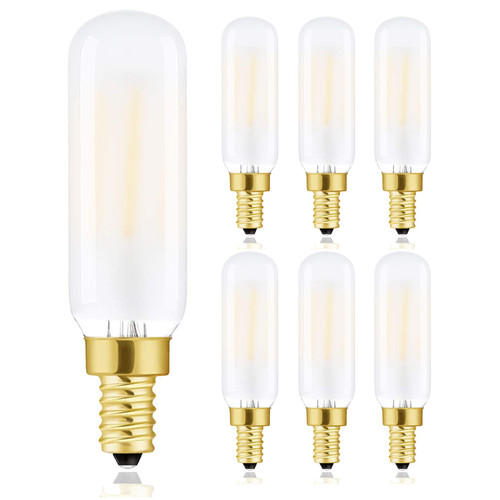 T6 Led Bulb, T6.5 Dimmable E12 Edison Light Bulbs Warm White 2700K, Frosted Glass,250lm, 25W Candelabra Incandescent Bulbs Equivalent Vintage LED Filament Candle Bulb with Decorative, 6Pack.
