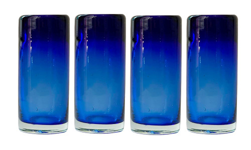 MEXTEQUIL - Authentic Mexican Tequila Shot Glasses - Tequila Set of shot glasses - 4 pcs - 2 Oz - Mexican Hand Blown Shot Glass (Cobalt)