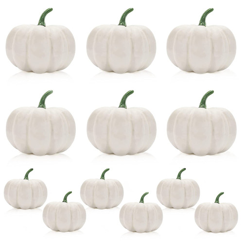 itechpanda 12 PCS Artificial White Fake Pumpkins for Halloween Decoration, Fall Harvest Mini Pumpkins for Home Garden, Fall Harvest Decor, Thanksgiving Party Decor itechpanda 12 PCS Artificial White Fake Pumpkins for Halloween Decoration, Fall Harvest Mini Pumpkins for Home Garden, Fall Harvest Decor, Thanksgiving Party Decor