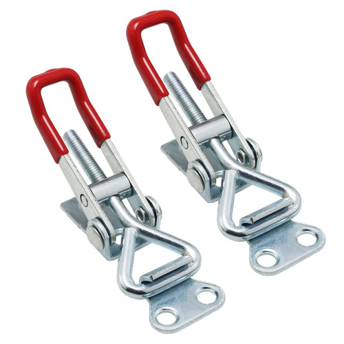 SJZBIN 2pcs Adjustable Toggle Clamp Latch 4001 Hand Tool Quick Release Heavy Duty Capacity Latch Type Holding Capacity Pull Latch Clamp Quick Release Pull Latch, Silver