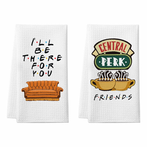 Homythe Friends TV Show Kitchen Towels, Friends Merchandise Gifts Kitchen Decor, 2 Pack Cute Friends Dish Towels, Central Perk & I'll Be There for You - Birthday Housewarming Gifts for Friends Fans Homythe Friends TV Show Kitchen Towels, Friends Merchandise Gifts Kitchen Decor, 2 Pack Cute Friends Dish Towels, Central Perk & I'll Be There for You - Birthday Housewarming Gifts for Friends Fans