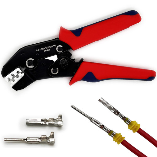 Twippo Crimping Tool with Ratchet, Ratcheting Wire Crimper Tool for Open Barrel Terminal Connectors, Electrical Crimping Tool, Crimping Pliers for 20-14 AWG Twippo Crimping Tool with Ratchet, Ratcheting Wire Crimper Tool for Open Barrel Terminal Connectors, Electrical Crimping Tool, Crimping Pliers for 20-14 AWG