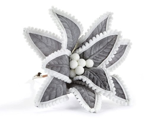 Giftcraft 682528 Christmas Poinsettia Clip-On Ornament, 3.9 inch, Velvet and Wire