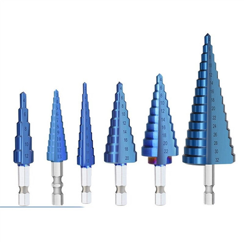 gande Step Cone Drill Bit 3-12/13 4-12/20/22/32mm Hole Cutter for Wood Metal Drilling Tool Step Drill Bit 1Pcs (Color : 4-12 4-20 4-32mm)