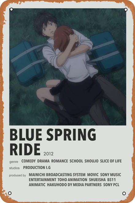 Blue Spring Ride Tin Sign Ao Haru Ride Poster Vintage Art Tin Metal Sign Wall Decor Sign 8x12 inch