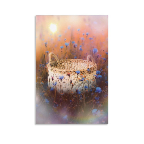 MLXFCGA Bamboo Basket Nature Landscape Poster Under Sunlight of Blue Wildflowers Wall Art Paintings Canvas Wall Decor Home Decor Living Room Decor Aesthetic 24x36inch(60x90cm) Unframe-Style MLXFCGA Bamboo Basket Nature Landscape Poster Under Sunlight of Blue Wildflowers Wall Art Paintings Canvas Wall Decor Home Decor Living Room Decor Aesthetic 24x36inch(60x90cm) Unframe-Style