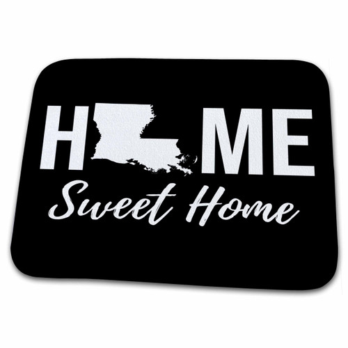 3dRose Home Sweet Home. Louisiana state. Black background. - Dish Drying Mats (ddm-324026-1)