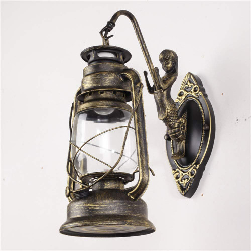 Vintage LED Wall Sconce Lamp E27 LED Bulbs Retro Wall Light Luminaire Fixture Antique Glass Industrial Light Loft Hallway Restaurant (Antique Bronze)