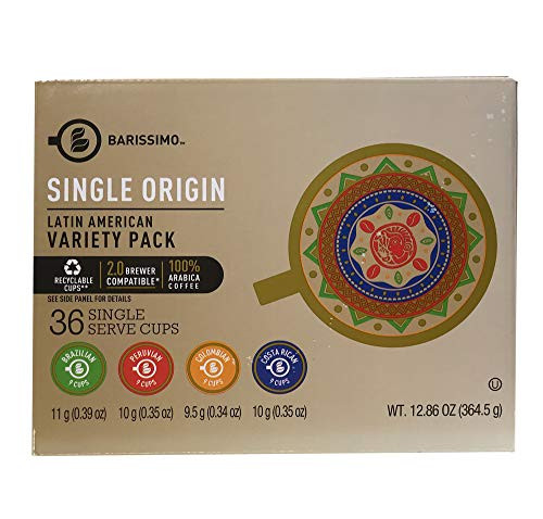 BARISSIMO 100% Single Origin Latin American Variety Pack Arabica Coffee/Single Serve Pods Compatible Keurig 2.0 K-Cup Brewers (Latin American, 36 K-Pods)