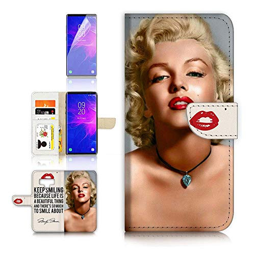 (for Samsung Note 9, Galaxy Note 9) Flip Wallet Case Cover & Screen Protector Bundle - A21327 Marilyn Monroe