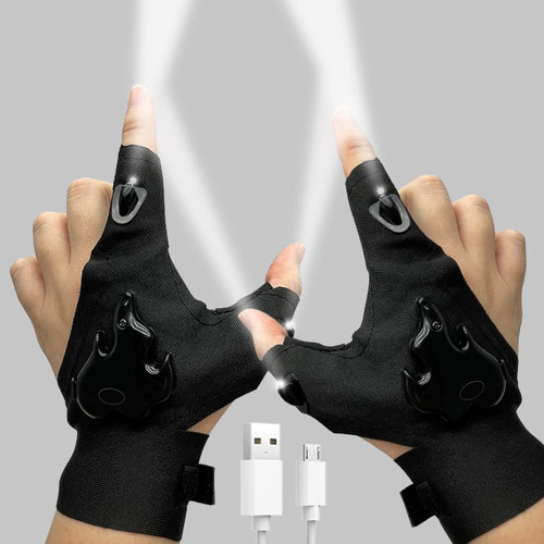 XLENTGEN LED Flashlight Gloves Rechargeable Fingerless Hands-Free Flashlight Gloves, 1 Pair of Unique Glove Gadgets for Fishing, Repairing - Creative Gift for Christmas, Father's Day XLENTGEN LED Flashlight Gloves Rechargeable Fingerless Hands-Free Flashlight Gloves, 1 Pair of Unique Glove Gadgets for Fishing, Repairing - Creative Gift for Christmas, Father's Day