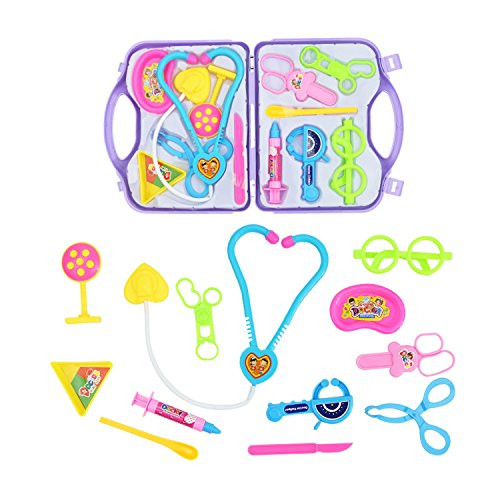 Kids Pretend Food Play Kitchen and Doctor Medical Kit Toys for Kids, 35 or 15 Piece Plastic Food Fruit Cutting Set for Kids Play Kitchen Set, Learning Resources Play Food for Kids (DOCTOR KIT(PINK))