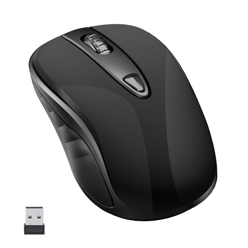 OKIMO Wireless Mouse for Laptop Computer Mouse with USB Receiver 2.4GHz Optical Tracking Computer Cordless Mouse Ergonomic Portable Mouse for PC Mac Laptop Chromebook (Black)