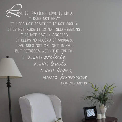 Love is Patient Love is Kind Vinyl Love Wall Decal Quote Corinthians Sayings Love Letters Words Phrases Home Art Decor Black