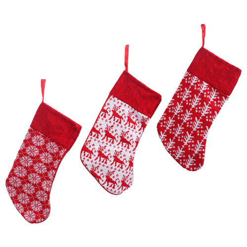 BESTOYARD 3pcs Knitted Christmas Stocking Christmas Decor Candy Stocking Christmas Stocking Gift Bags Christmas Socks Decoration Knitting Christmas Party Sock Pendants Xmas Party Stocking