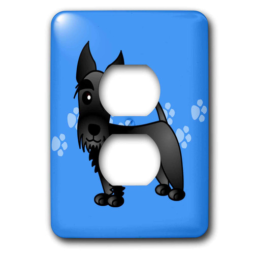 3dRose lsp_40870_6 Cute Black Scottie Cartoon Dog Blue with Pawprints Light Switch Cover 3dRose lsp_40870_6 Cute Black Scottie Cartoon Dog Blue with Pawprints Light Switch Cover