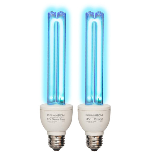 BAIMNOCM Germicidal UV Sanitizer Light Bulb UV-C Light Bulb 25 Watt E26 Base One Bulb Ozone/One Bulb Ozone Free (2 Pack)
